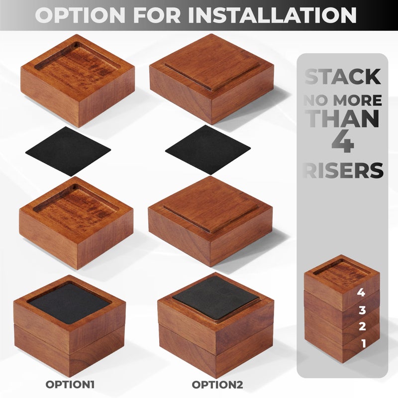 FASONLA Bed Risers (Set of 8) Furniture Risers Lifts Height 1", 2" or 3", Solid Natural Wood Risers for Bed, Furniture, Table, Sofa, Chair with Non-Slip Recessed Hole (Light Brown Color, 1 Inch) - Image 3